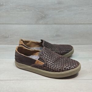 Olukai Women Lae'ahi Lauhala Casual Brown Woven Slip-On Shoes Boots Sz 10.5
